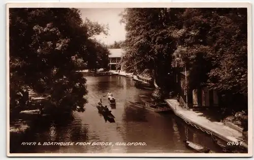 AK Guildford River & Boathouse From Bridge 1947 #PN125