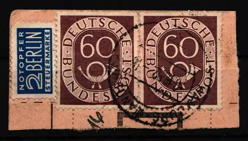 BRD 135 gestempelt waagerechtes Paar auf Briefstück #IF680