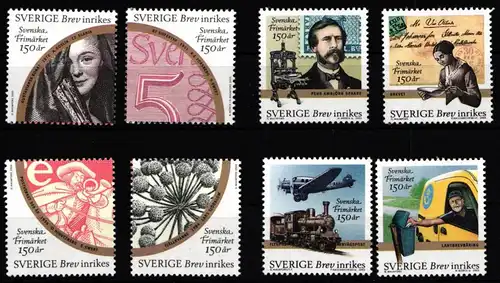 Schweden 2474-2481 postfrisch 4 Paare 150 Jahre schwedische Briefmarken #IJ868
