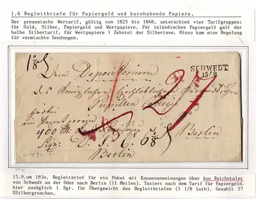 Vorphila Paketbegleitbrief von 1830 aus Schwedt nach Berlin #IB593