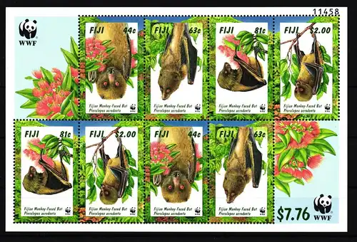 Fidschi 812-815 postfrisch als Zd-Bogen Wildtiere #IG236