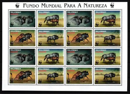 Mosambik 1575-1560 postfrisch als ZD-Bogen, Gnus WWF #IG251