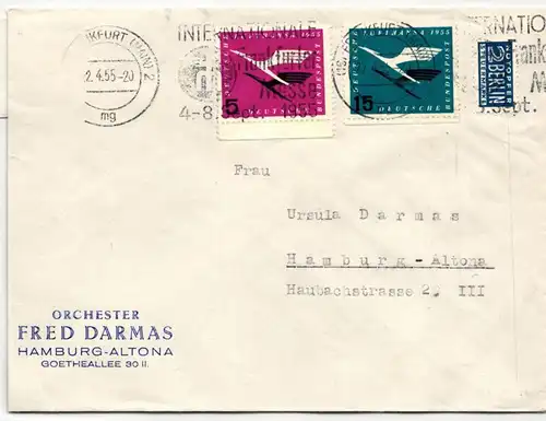 BRD 205, 207 auf Brief als Mischfrankatur portogerecht #IK149