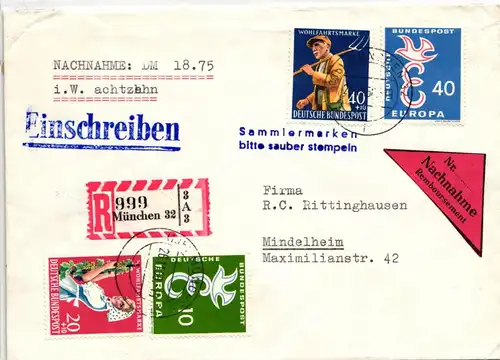 BRD 300 u.a. auf Brief als Mischfrankatur portogerecht #IK257