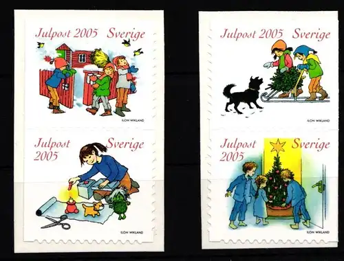 Schweden 2502-2505 postfrisch 2 Paare selbstklebend Weihnachten #IJ882