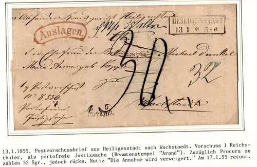 Preußen Paketbegleitbrief mit Postvorschuss und Beamtenstempel #IB733