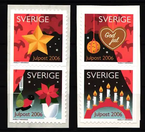 Schweden 2557-2560 postfrisch 2 Paare selbstklebend Weihnachten #IJ920