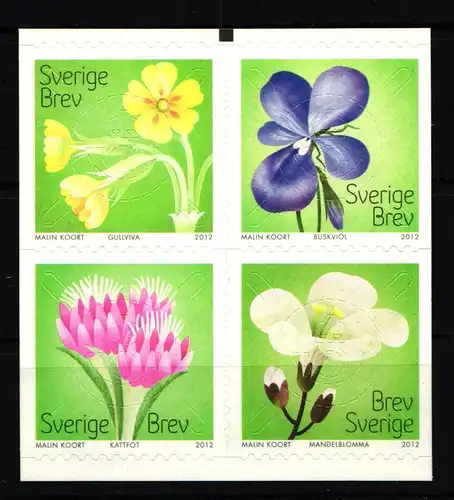 Schweden 2890-2893 postfrisch Viererblock Pflanzen Wiesenblumen #IK657