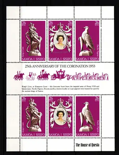 Samoa 372-374 postfrisch Kleinbogen Königin Elisabeth II. #IJ728