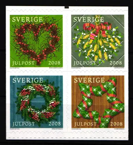 Schweden 2667-2670 postfrisch selbstklebend Weihnachten Türdekoration #IJ983