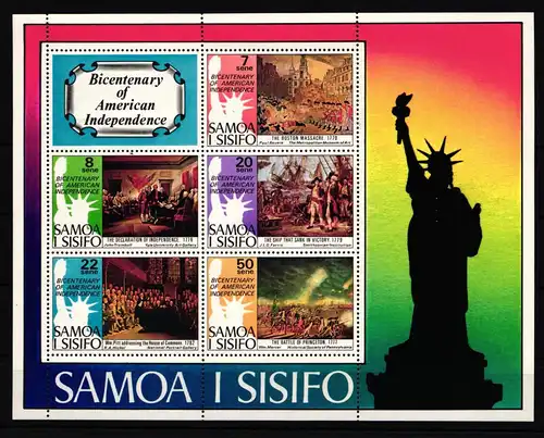 Samoa Block 10 mit 328-332 postfrisch 200 Jahre Unabhängigkeit der USA #IJ718