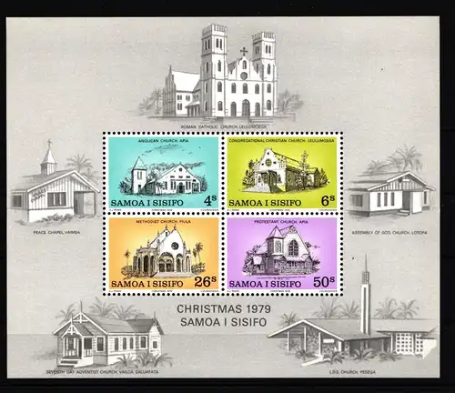 Samoa Block 20 mit 419-422 postfrisch Weihnachten #IJ735