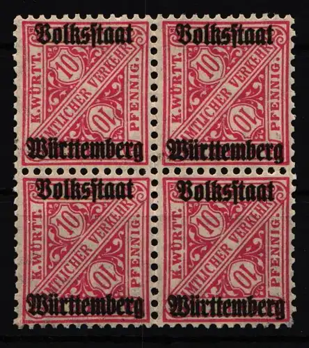 Württemberg Dienst 262 postfrisch 4er Block gefaltet #IK347