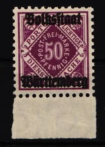 Württemberg Dienst 143 postfrisch vom Unterrand #IK362