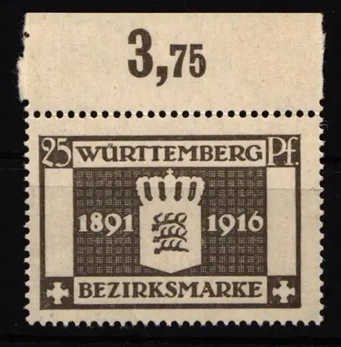 Württemberg 128 postfrisch vom Oberrand #IK472