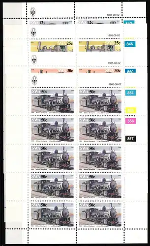 Südafrika 575-578 postfrisch Kleinbogensatz Eisenbahn Lokomotive #HV479