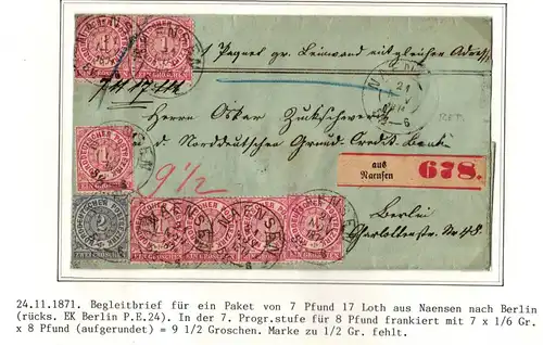 Norddeutscher Bund Paketbegleitbrief mit Aufgabezettel Naensen #IB822