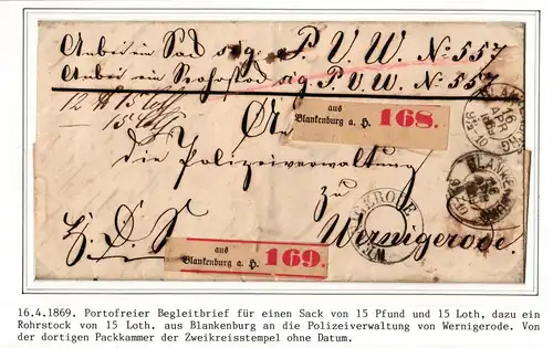 Braunschweig Paketbegleitbrief für zwei Pakete aus Blankenburg #IB824