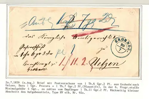 Hannover Paketbegleitbrief Postvorschuss gr. Zettelabschnitt #IB878