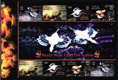Malediven 4407-4410 postfrisch als ZD-Bogen, Fische WWF #IG265
