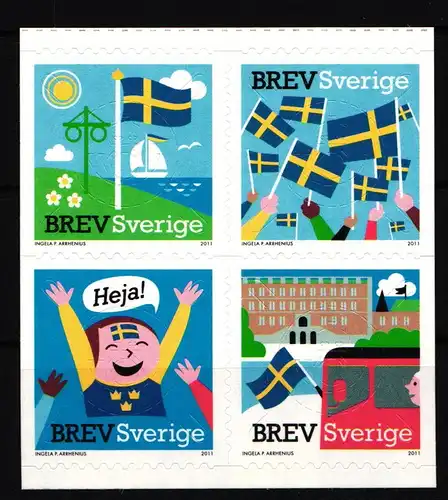 Schweden 2793-2796 postfrisch Viererblock 500 Jahre Nationalflagge #IK597