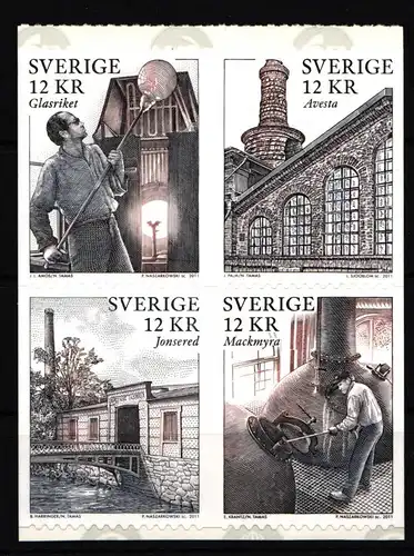 Schweden 2803-2808 postfrisch selbstklebend Viererblock Industriedenkmal #IK605
