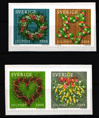 Schweden 2667-2670 postfrisch selbstklebend Weihnachten Türdekoration #IJ981