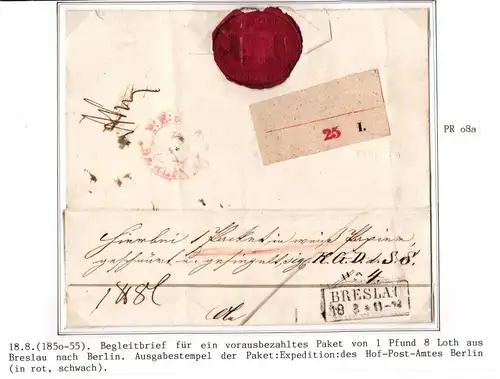 Vorphila Paketbegleitbrief von 1850 mit Ausgabestempel Paket Expedition #IB616
