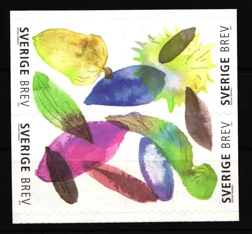 Schweden 2832C–2836C postfrisch Viererblock selbstklebend Pflanzenfrüchte #IK626