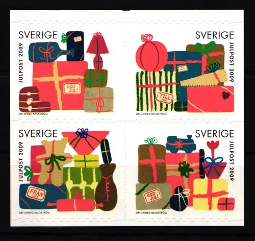 Schweden 2725-2728 postfrisch Viererblock Weihnachten #IJ999