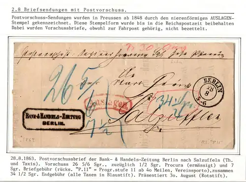 Vorphila Paketbegleitbrief von 1863 mit Postvorschuss Auslagen Stempel #IB629