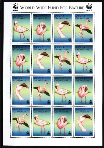 Angola 1321-1324 postfrisch als ZD-Bogen, Flamingos #IG238