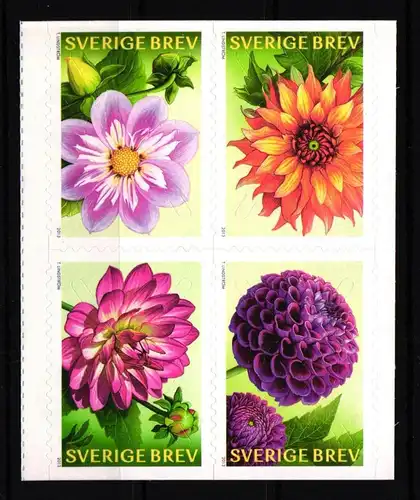 Schweden 2945-2948 postfrisch Viererblock selbstklebend Blumen Dahlien #IK692