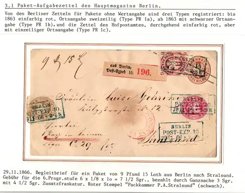 Preußen Ganzsache mit Zusatzfrankatur von 1866 als Paketbegleitbrief #IB639
