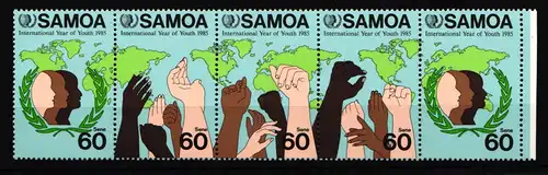 Samoa 571-575 postfrisch Fünferstreifen Intern. Jahr der Jugend #IJ759