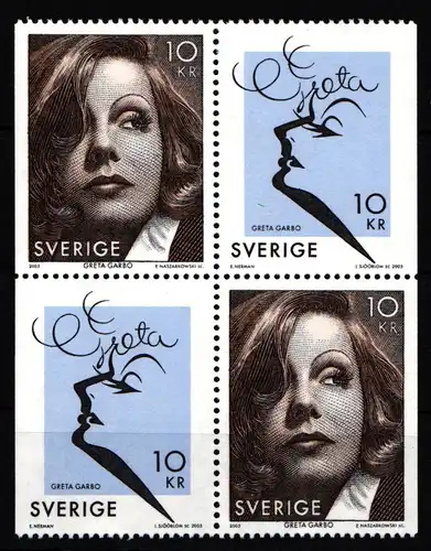 Schweden 2485-24856 postfrisch Viererblock 100. Geburtstag Greta Garbo #IJ873