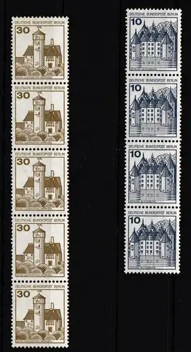 Berlin 532 AI R, 534 AI R postfrisch 4er Streifen 532, 5er 534 #IL212
