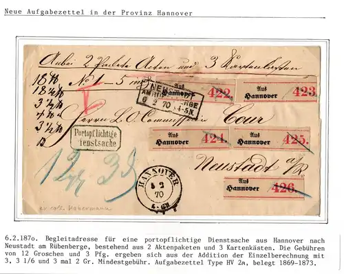 Hannover Paketbegleitbrief portopflichtige Dienstsache Aufgabezettel #IB864