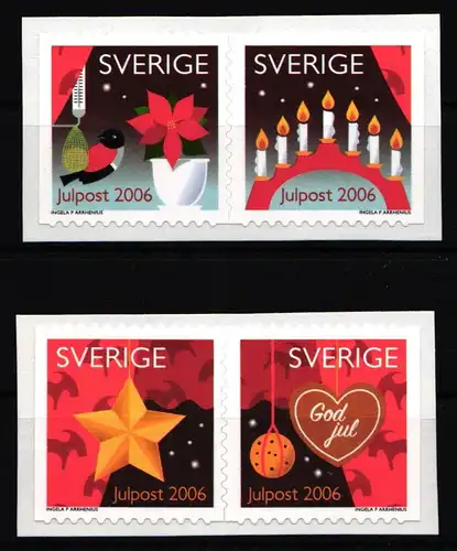 Schweden 2557-2560 postfrisch 2 Paare selbstklebend Weihnachten #IJ921