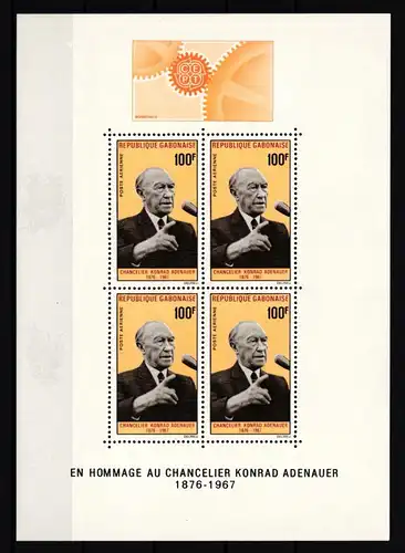 Gabun Block 9 postfrisch Konrad Adenauer #IH529