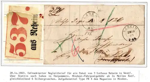 Preußen Paketbegleitbrief mit gr. Zettelabschnitt auf Rückseite #IB712