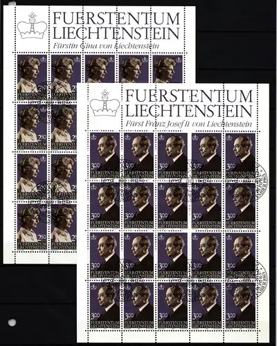 Liechtenstein 828 und 829 gestempelt Kleinbogensatz mit Ersttagsstempel #IH763