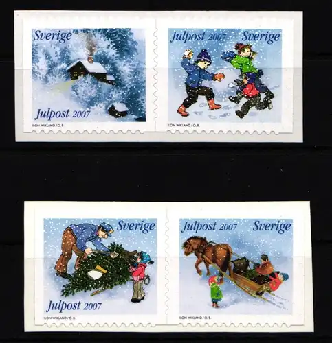 Schweden 2610-2613 postfrisch selbstklebend Weihnachten Astrid Lindgren #IJ931