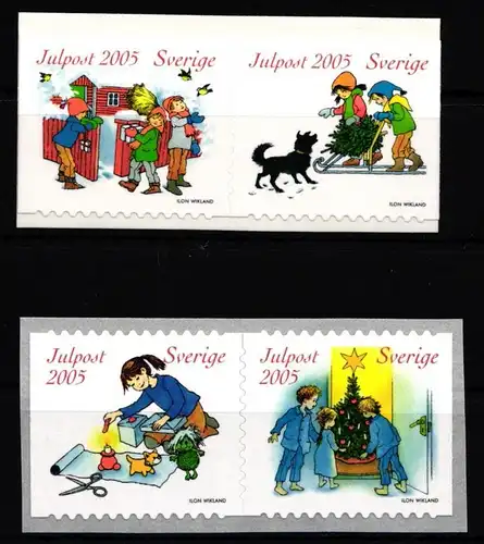 Schweden 2502-2505 postfrisch 2 Paare selbstklebend Weihnachten #IJ884