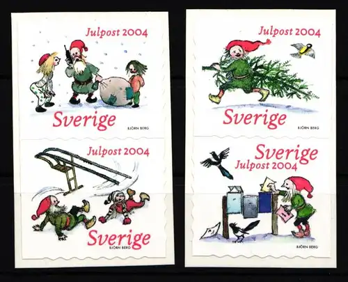 Schweden 2435–2438 postfrisch 2 Paare selbstklebend Weihnachten #IJ843