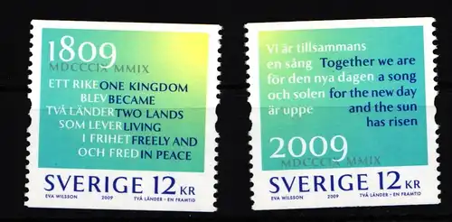 Schweden 2693-2694 postfrisch 200. Jahre Trennung Schweden Finnland #IK548