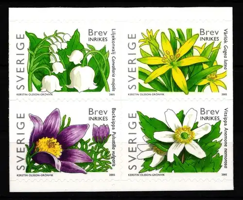 Schweden 2459-2462 postfrisch Viererblock Frühlingsblumen #IJ857