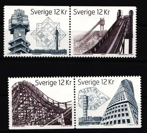 Schweden 2702D-2705D postfrisch 2 Paare Hohe Bauwerke #IK521