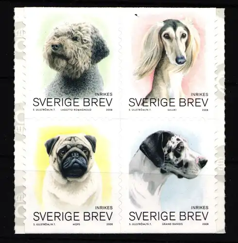 Schweden 2618-2621 postfrisch Viererblock selbstklebend Hunde #IJ955