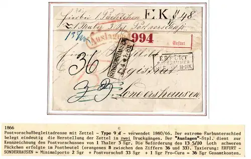 Norddeutscher Bund Paketbegleitbrief mit Postvorschuss Auslagen #IB752